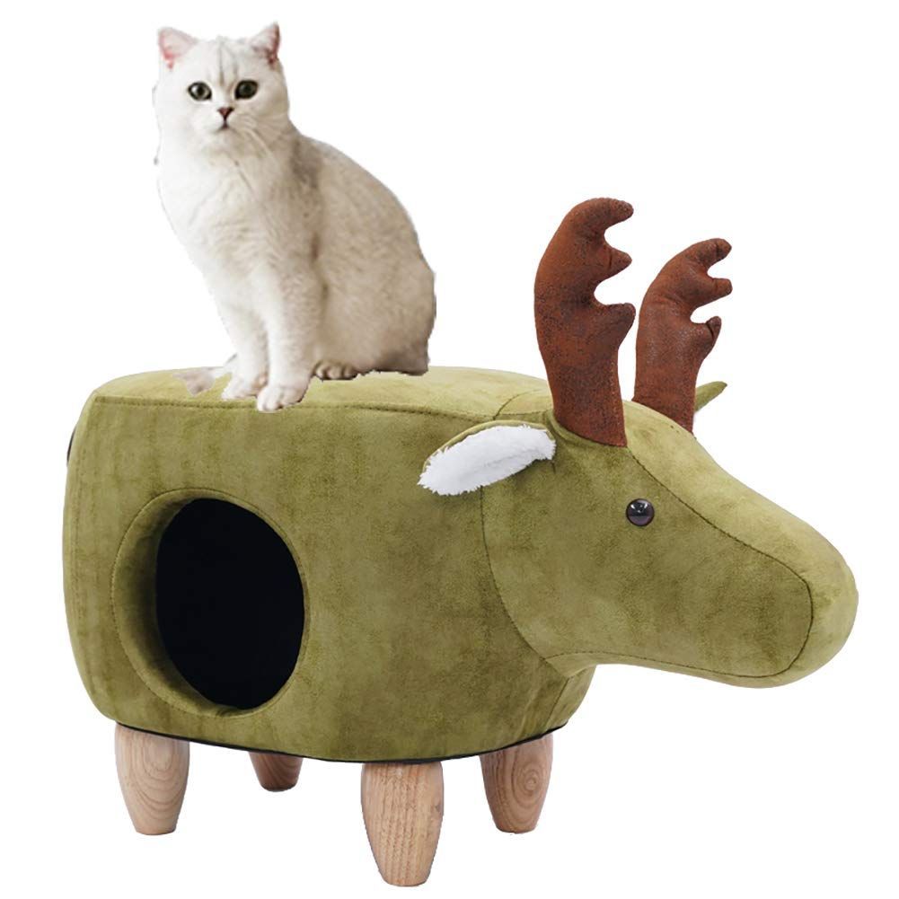 多用途猫ハウスエルク猫ベッドペットベッド小さなペットハウス別荘猫別荘工具不要組立簡単荷重150キロ Lエルクグリーン - ペットハウススツール
