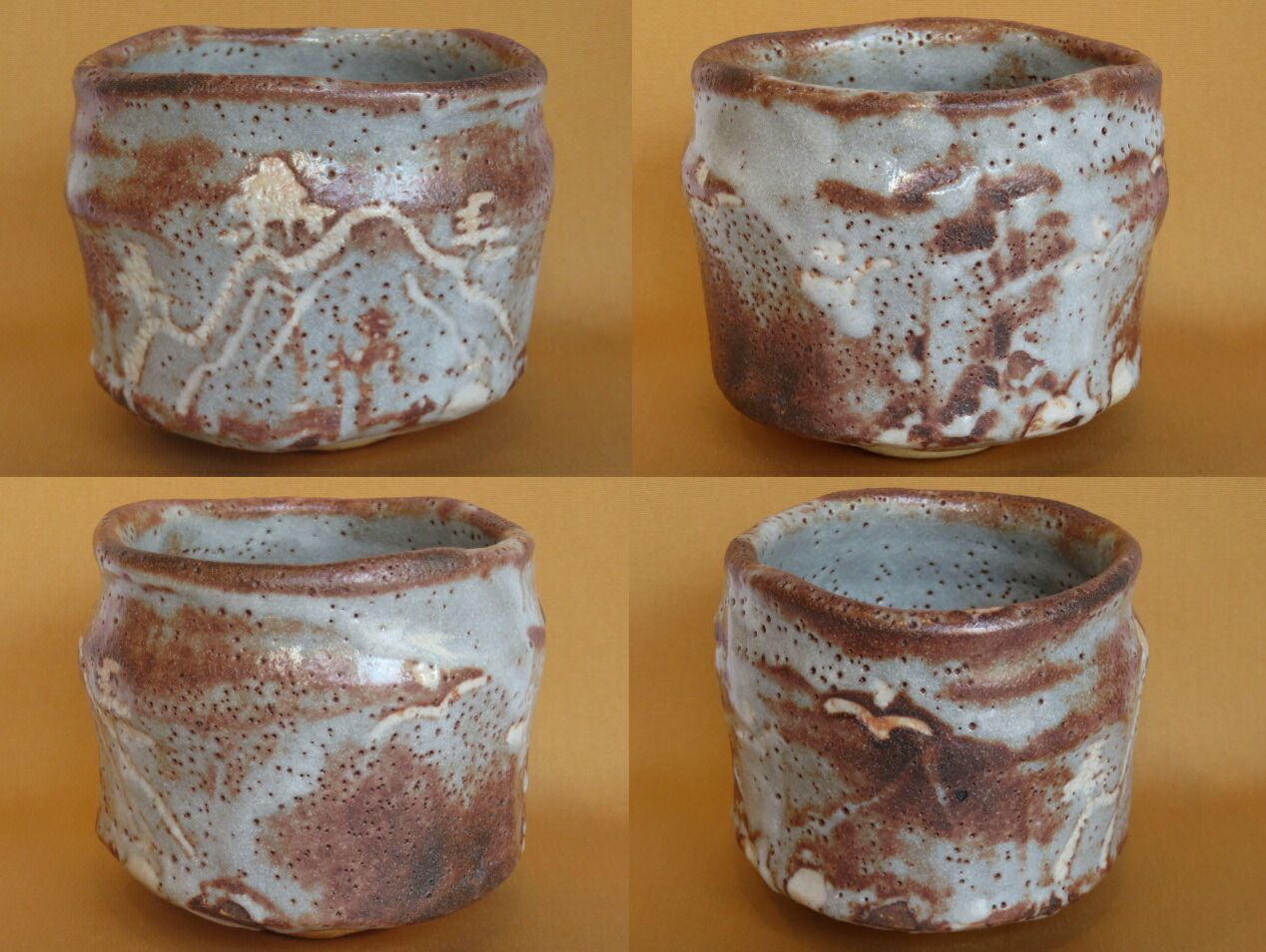♥美濃焼　特上　志野　茶碗　在銘　桐箱付き　骨董品　古玩 ♥志野 茶碗 在銘 桐箱付き 骨董品
