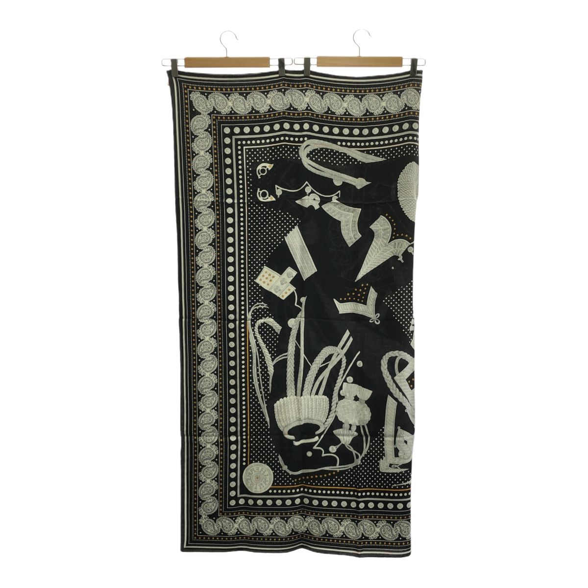 【美品】  HERMES / エルメス | Zouaves et Dragons Bandana ズアヴとドラゴン カレジェアン140 ストール | ブラック HERMES（エルメス） カレジェアン カレ140 Zouaves et Dragons Bandana