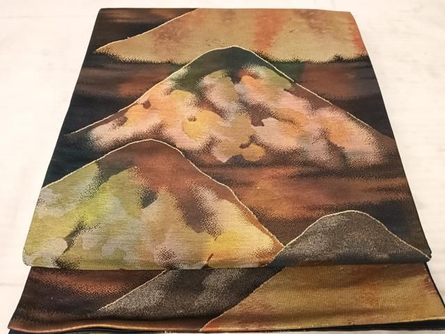 Ｈ0206★ 着物淡雪 ★ 正絹 6通袋帯 川島織物　気品のある檜扇文様 H0206☆ 着物淡雪 ☆ 正絹 6通袋帯 川島織物 気品のある檜扇