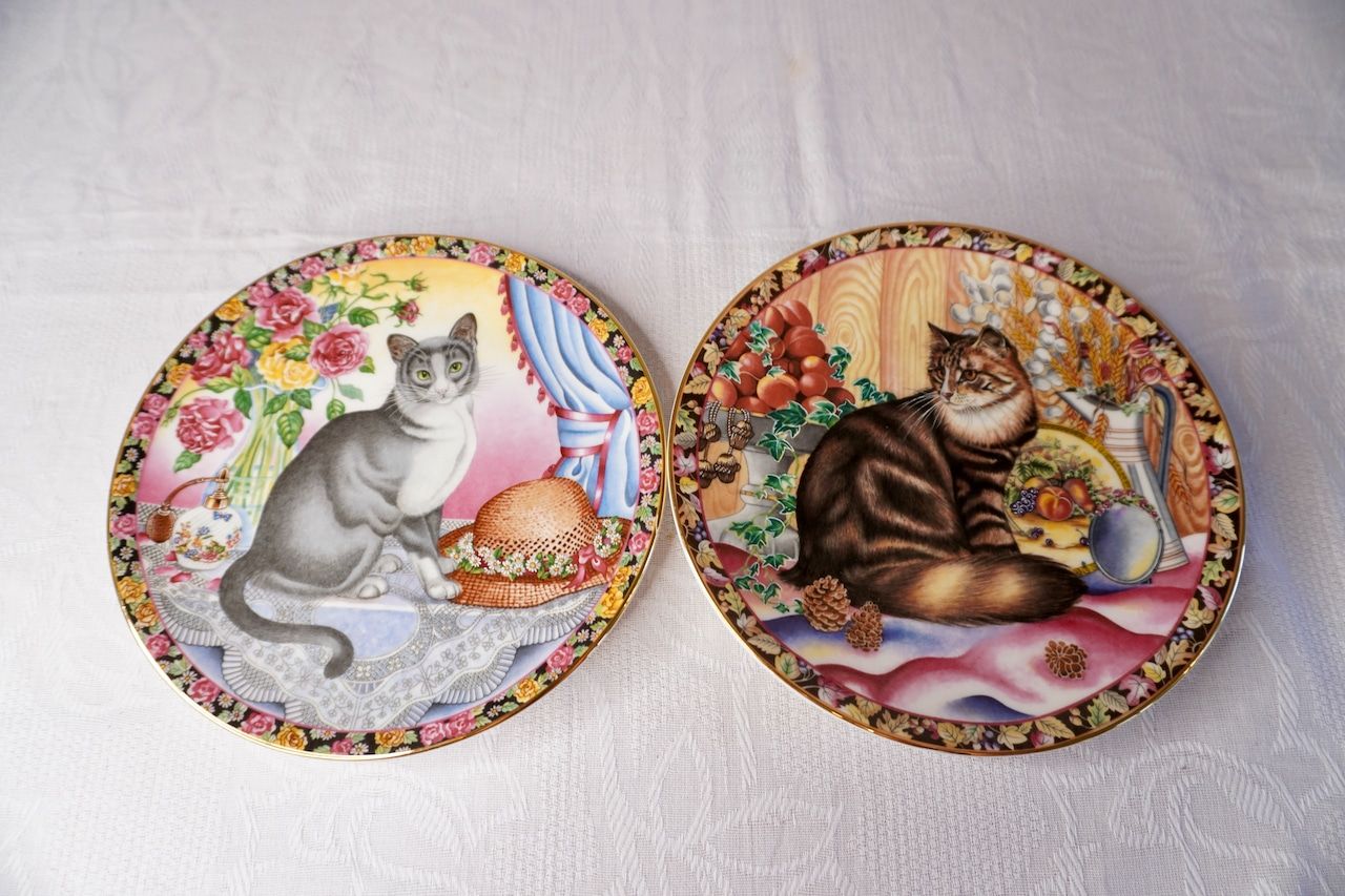 イギリス ヴィンテージ 猫 絵皿 2枚セット コレクションプレート