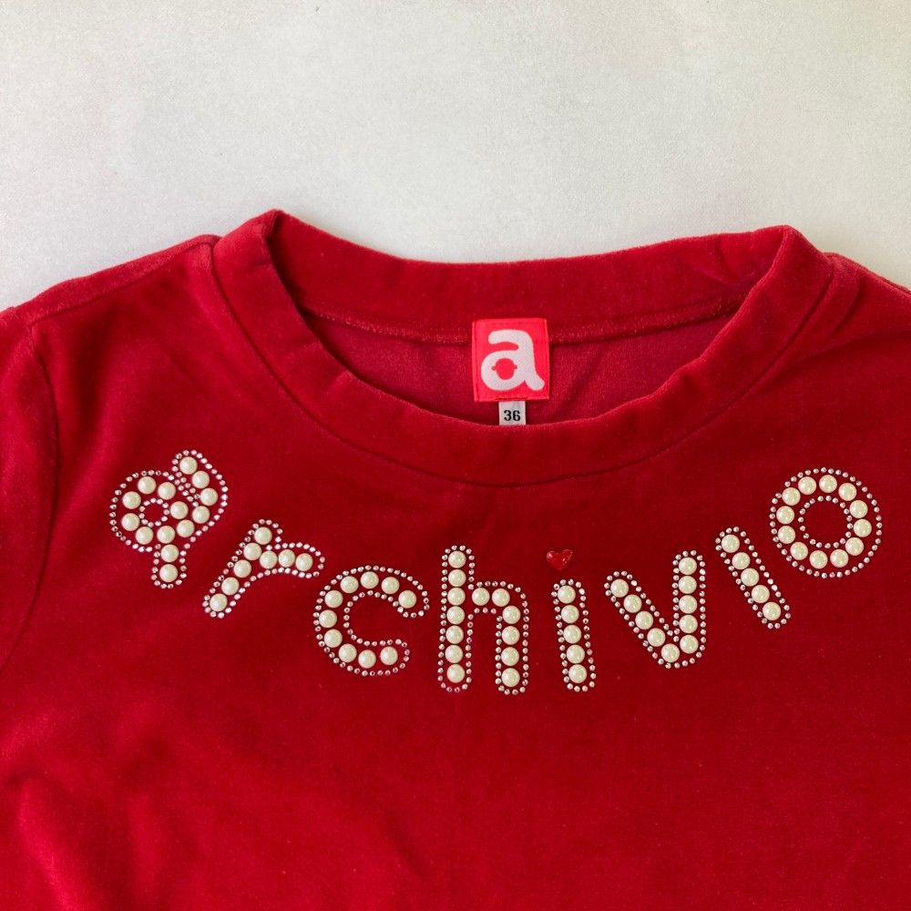 サイズ：36 ARCHIVIO アルチビオ  ベロア ネック付 半袖Tシャツ  レッド系 [240101432229] ゴルフウェア レディース ストスト サイズ：36 ARCHIVIO アルチビオ ベロア ネック付 半袖Tシャツ