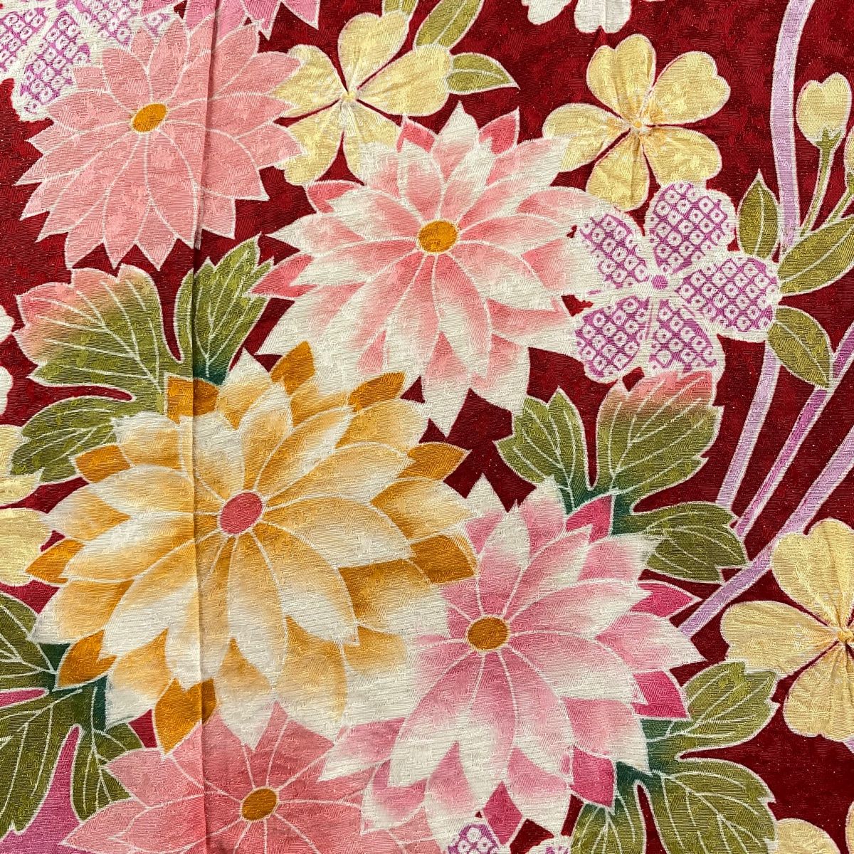 振袖 身丈161.5cm 裄丈67cm M 袷 辻が花 金通し 金彩 クリーム 正絹  