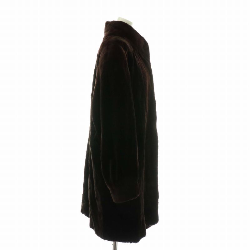 ノーブランド ファーコート アウター 毛皮 シェアードミンク ロング F 茶色 ブラウン |XZ GY05