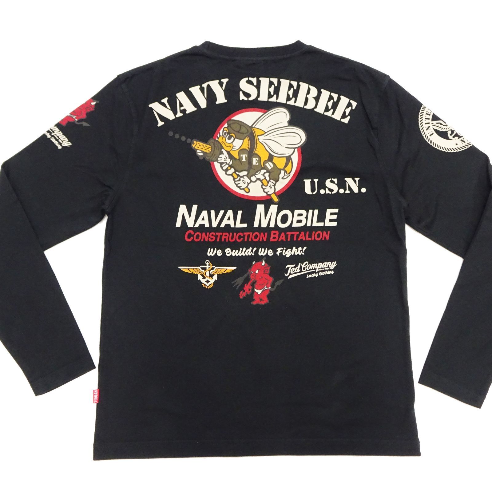 テッドマン ロンT TEDMAN 長袖Tシャツ NAVY SEEBEE 海軍建設工兵隊 エフ商会 TDLS-366 ブラック 新品 アメカジショップ