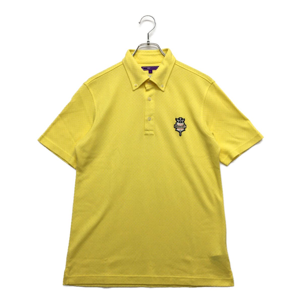 BEAMS - coco 中古 ビームスゴルフ BEAMSGOLF メンズ 半袖ポロシャツ L 黄  イエロー ボタンダウン 総柄 メンズ ビームスゴルフ BEAMSGOLF 半袖ポロシャツ L 黄 イエロー
