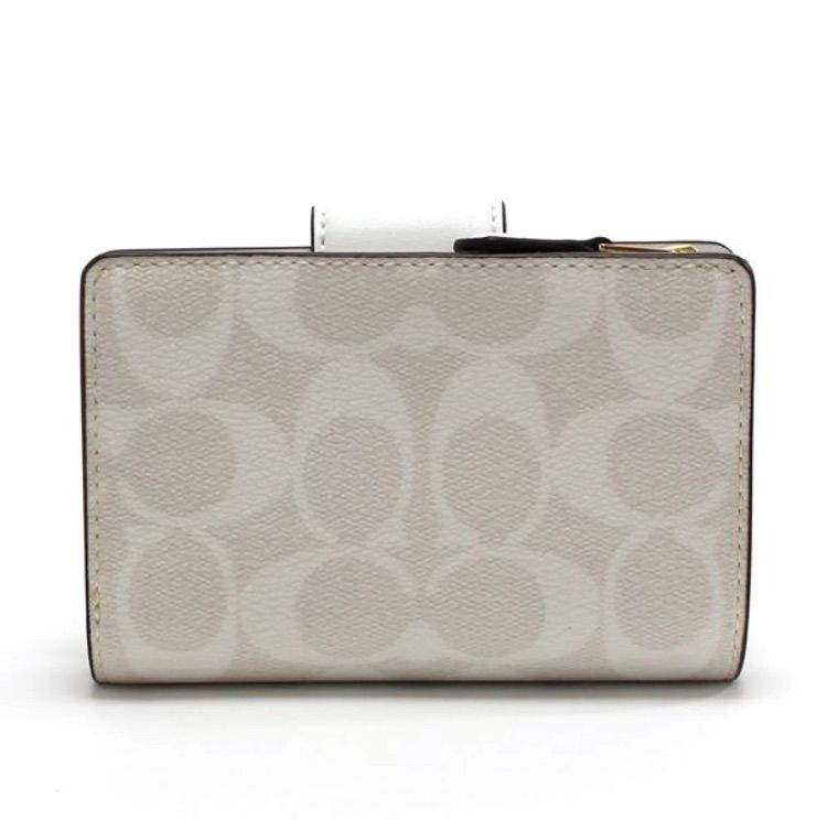 新品 COACH コーチ 定価44,000円 二つ折り財布 チョーク／グレイシャー 
