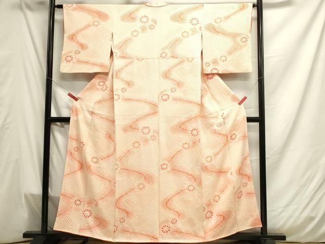 平和屋着物□上質な小紋 総絞り 流水花文 暈し染め 正絹 逸品