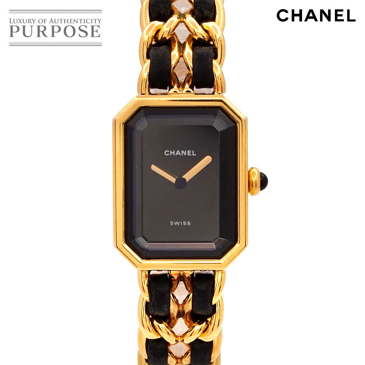 シャネル CHANEL プルミエール Lサイズ H0001 ヴィンテージ レディース 腕時計 ブラック ゴールド ウォッチ Premiere 90277887
