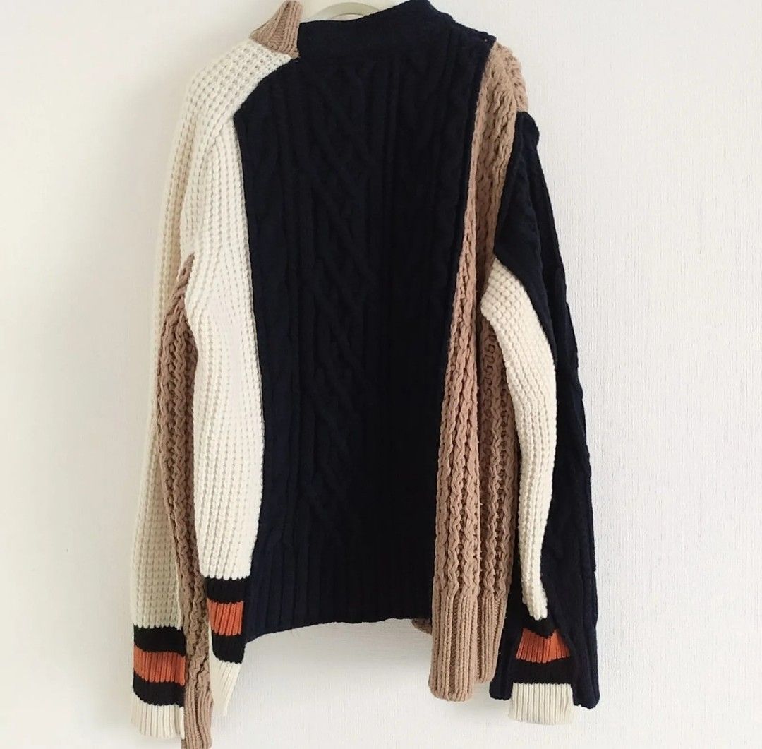 【美品】sacai ニット ブルゾン アウター 2 ウール ライダース 18AW ユニセックス】 2018AW／Knit Riders Jacket Riders Zip Up Knit