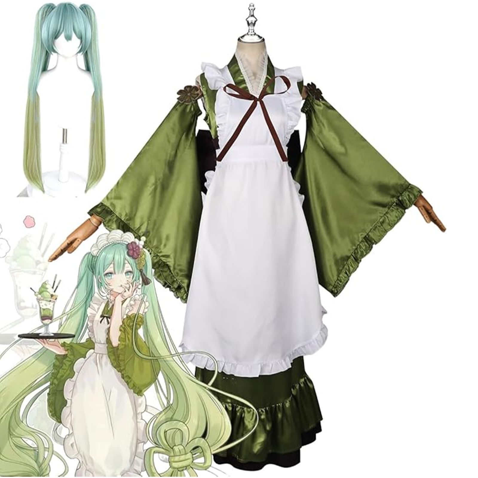 抹茶パフェ 初音 ミク コスプレ衣装 グッズ コスプレセット 抹茶パフェ 初音 ミク コスプレ衣装 グッズ コスプレセット
