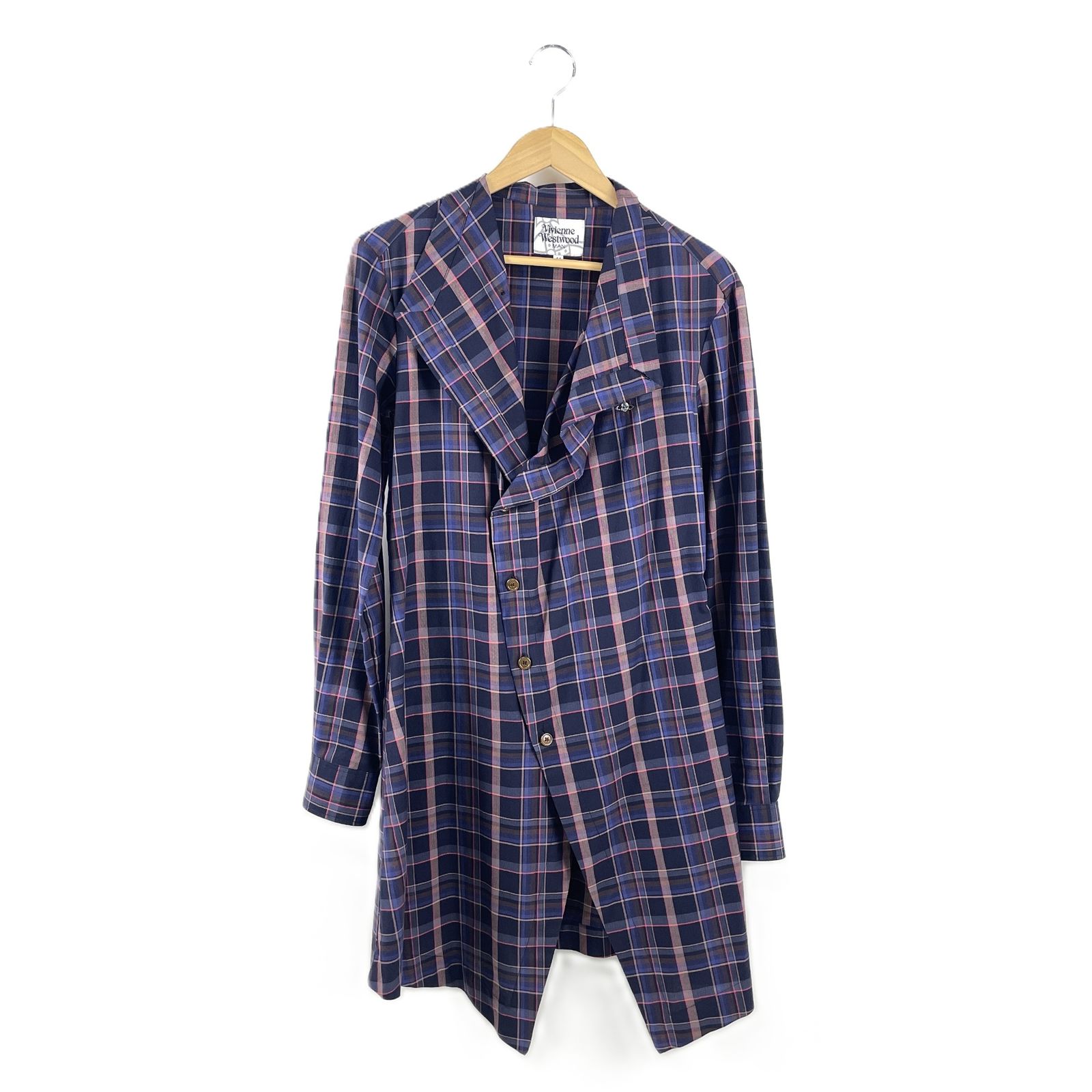 Vivienne Westwoodチェックシャツ長袖アシンメトリー変形