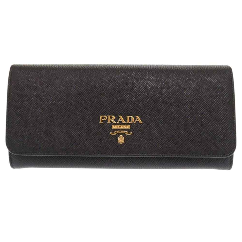 プラダ サフィアーノ レザー ブラック 長財布 二つ折り長財布 黒 0301 PRADA