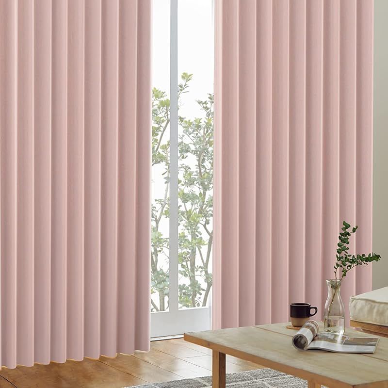 カーテンくれない 1級 遮光カーテン K-wave-D-plain 防炎 ラベル付 40色×140サイズ 2枚組 節電対策に 保温 保冷 断熱 遮熱 ストロベリーミルク 幅100×丈185cm