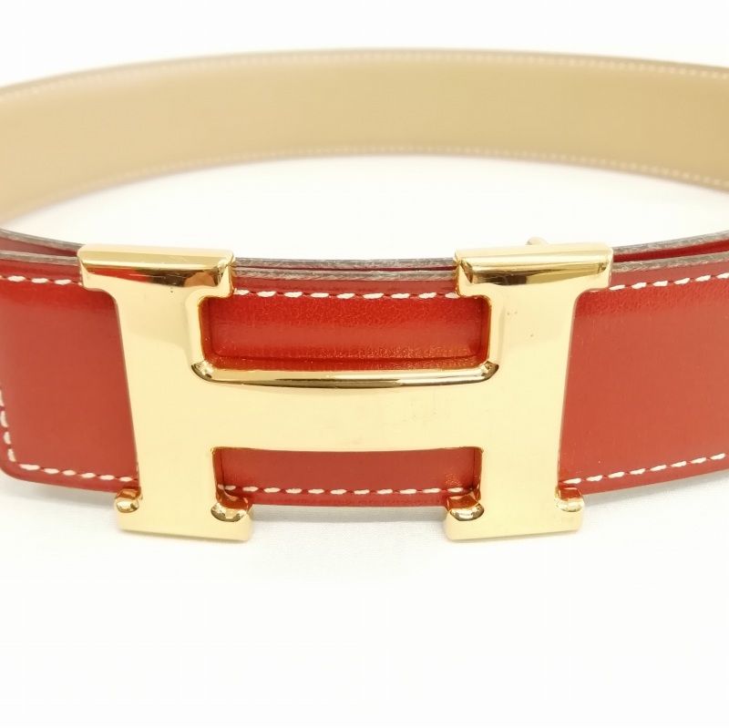エルメス HERMES □A コンスタンス Hバックル ベルト レザー リバーシブル ゴールド金具 70 ブラウン ベージュ