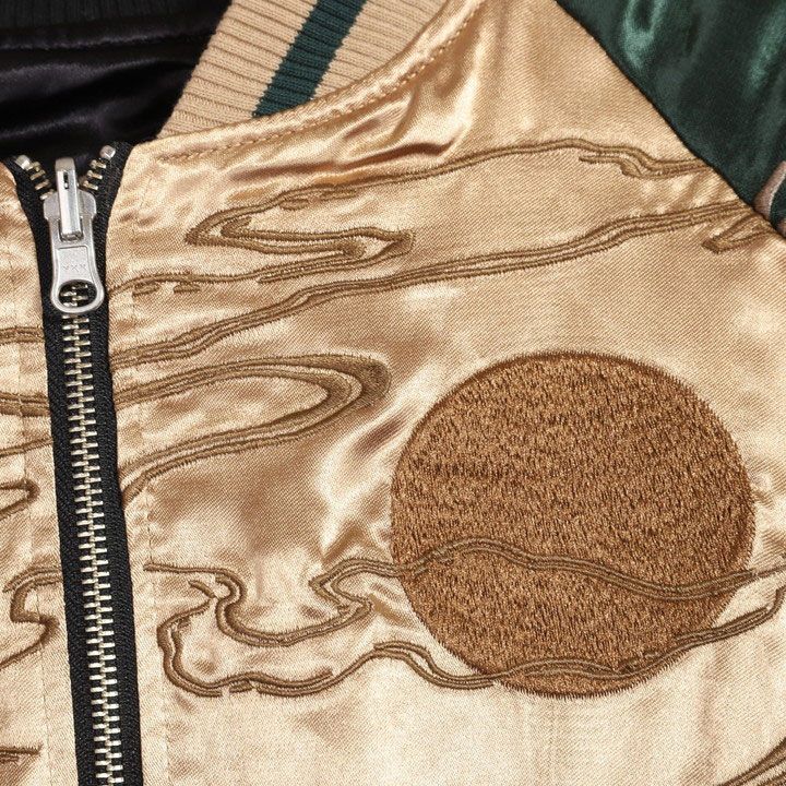 絡繰魂 和柄 リバーシブル 刺繍 スカジャン 伊藤若冲 群鶏図 刺繍