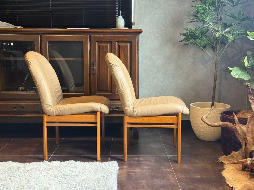 ②FUKURA フクラ　レザー　ヴィンテージ　レトロ　本革　ミッドセンチュリー ②FUKURA フクラ レザー ヴィンテージ レトロ 本革 ミッドセンチュリー