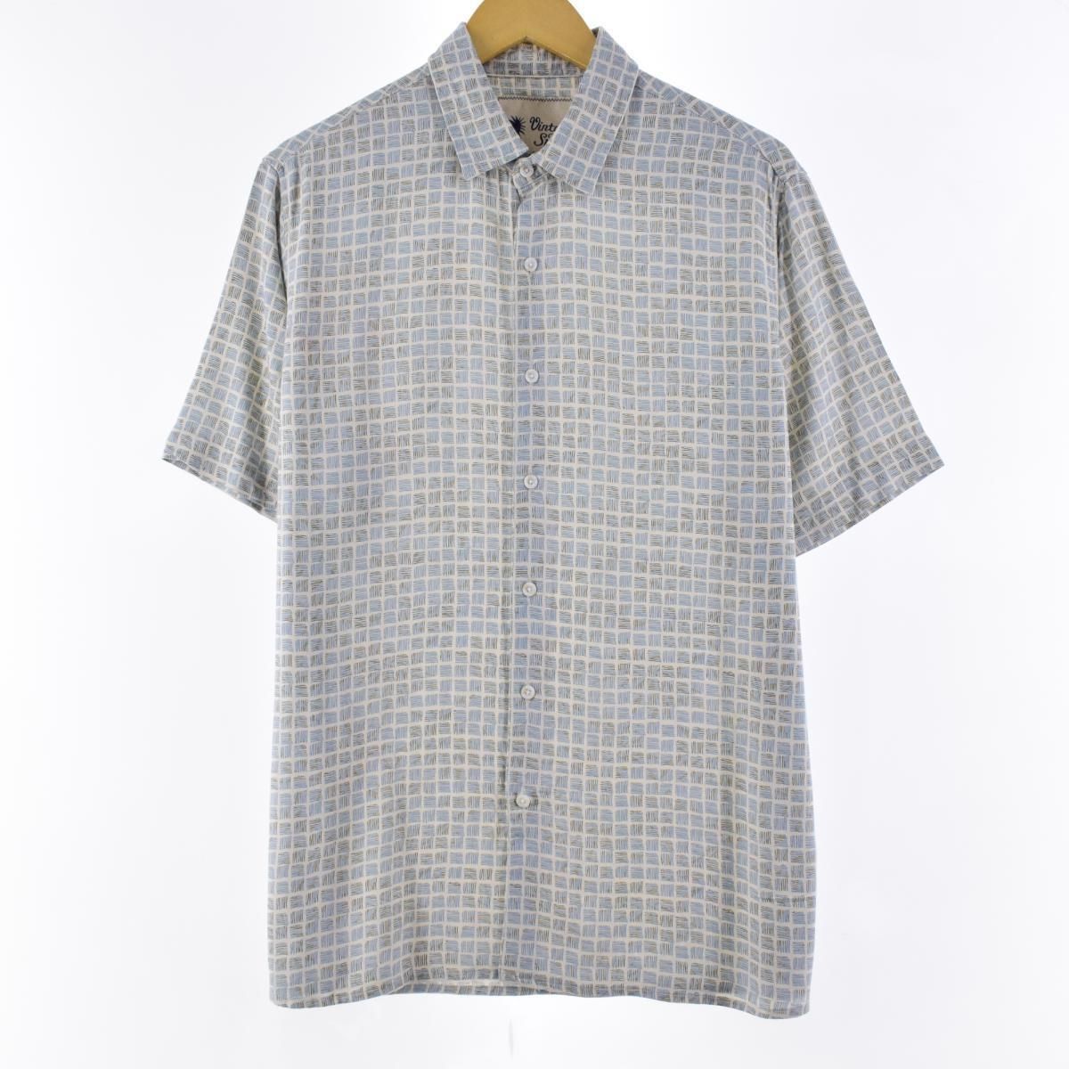 古着 Vintage Silk 総柄 半袖 シルクシャツ メンズL/eaa269579