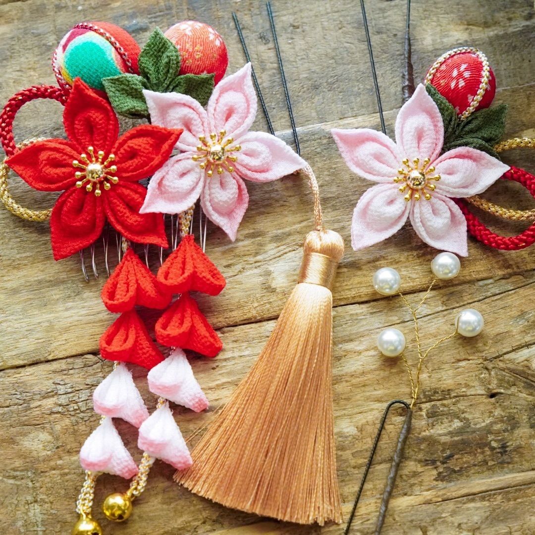 【囲み】6062 つまみ細工 髪飾り 成人式 七五三　入学　卒業 囲み】6062 つまみ細工 髪飾り 成人式 七五三入学卒業