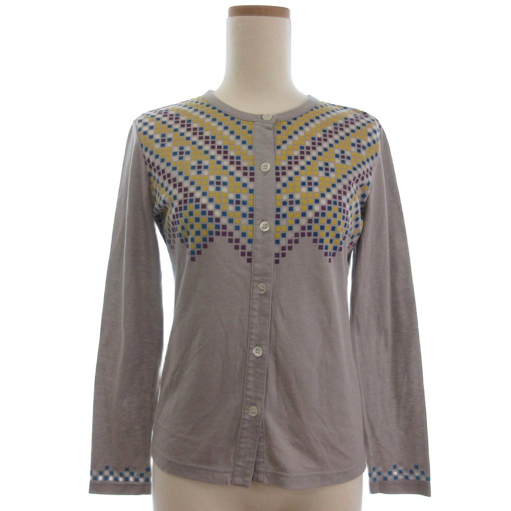 プリーツプリーズ PLEATS PLEASE クルーネック カーディガン カットソー素材 モザイク プリント グレー 3 M位 ECT