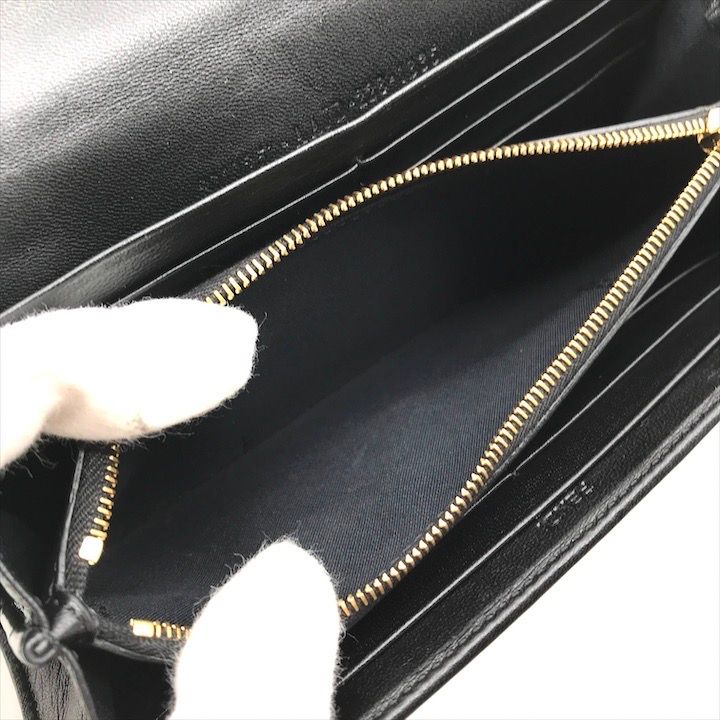 超美品 FENDI フェンディ FFロゴ バゲット コンチネンタル レザー 長財布 ウォレット ブラック a3644 FENDI - 超美品 FENDI フェンディ FFロゴ バゲット コンチネンタル