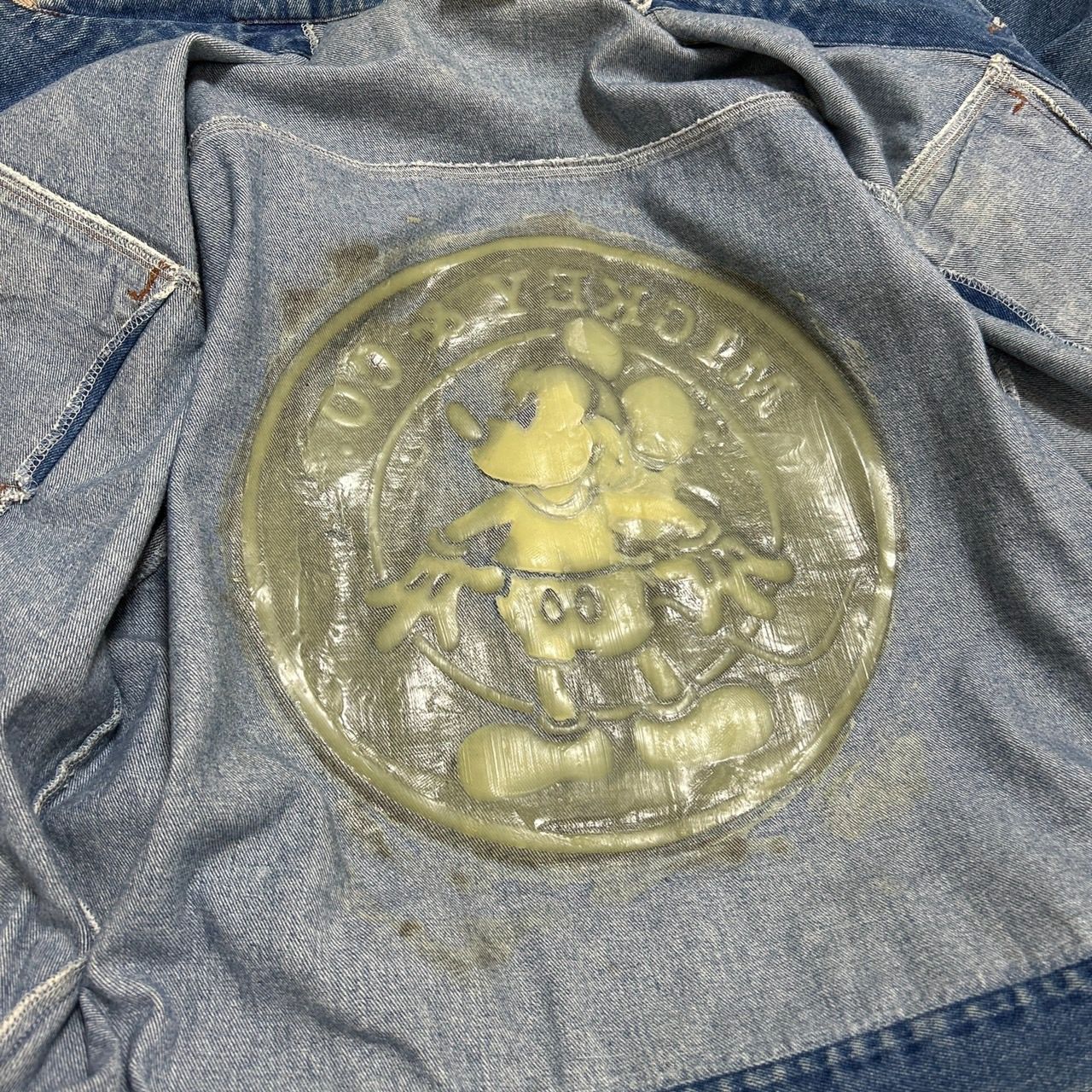 90年代 Mickey&Co. ディズニー デニムジャケット Gジャン ミッキー 型
