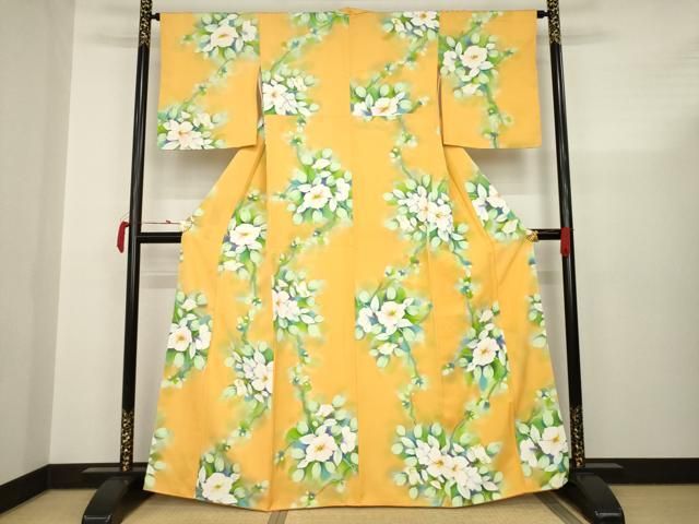 平和屋着物▽上質な小紋 手描き 花蔦草文 暈し染め 正絹