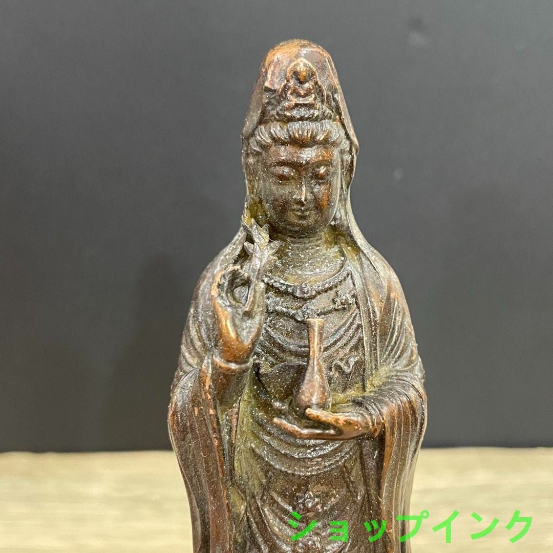 仏教美術 観音様仏像 銅製 仏教美術 仏像 自在観音 小仏像 銅製 銅器 - メルカリ