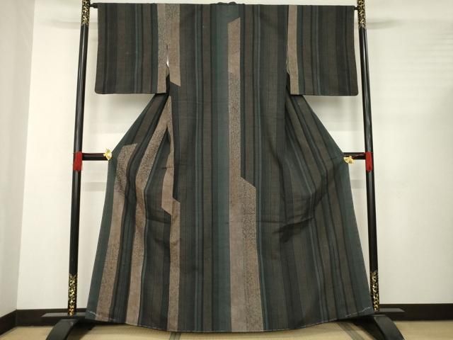 平和屋着物 結城紬 100亀甲 丸文 飛亀甲柄 正絹 逸品 AAAO4024ck