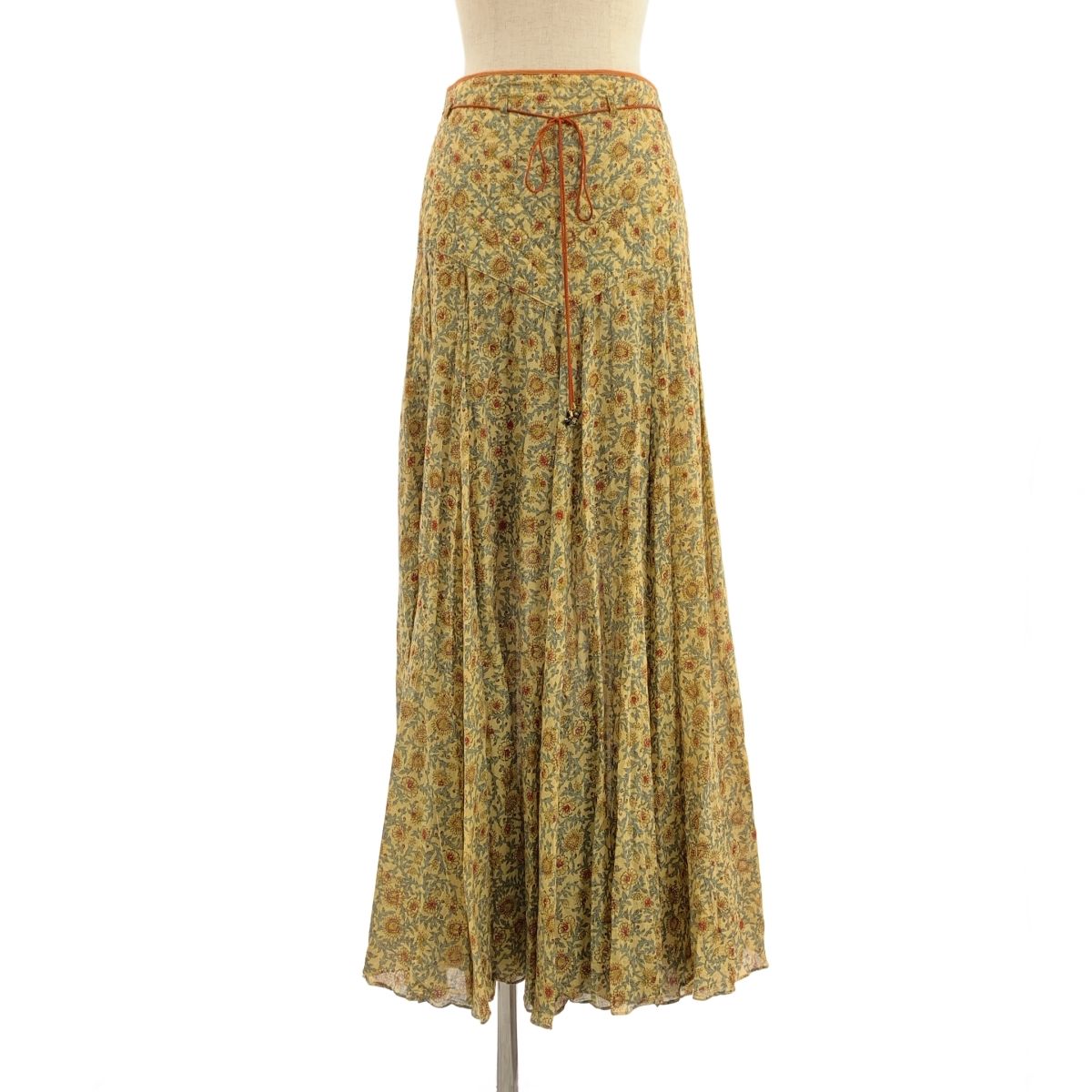 NOWOS | ノーウォス | Over print long skirt | 総柄 キルティング ボリューム スカート | チャーム ペチコート付き | M | ベージュ系 | レディース