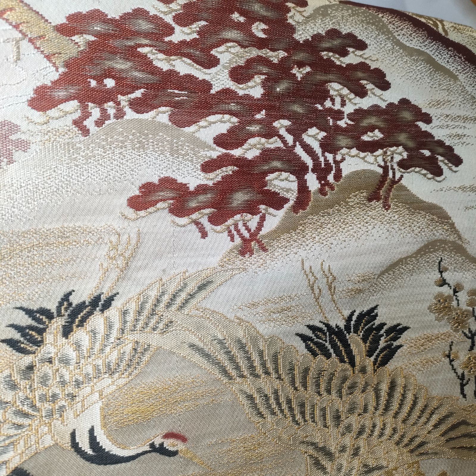 レア・骨董】両面 着物 帯 鶴 松 丸帯 アンティーク