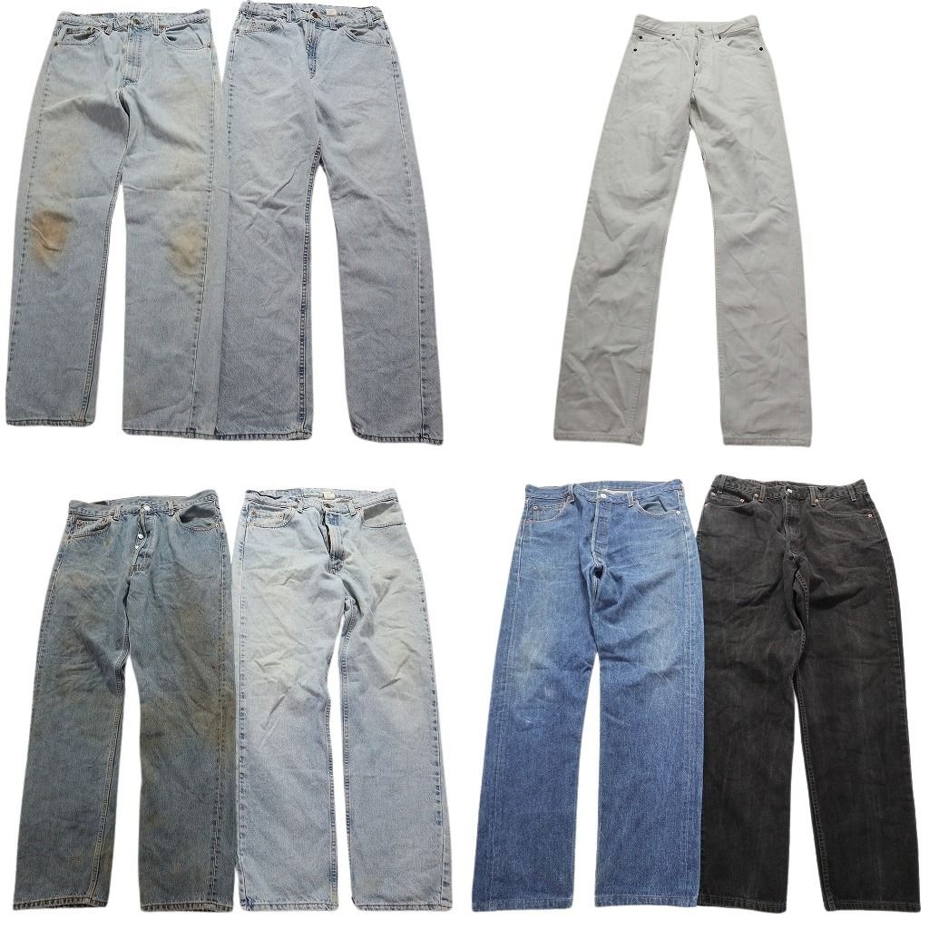 古着卸 リーバイス デニム パンツ 7枚セット メンズ W31 |W36 |W38 ブラック 505 501 550 アメカジ 古着 NA3216