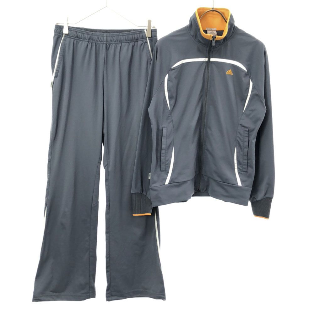 アディダス 長袖 トレーニングジャージ 上下 セットアップ M ブルーグレー系 adidas レディース