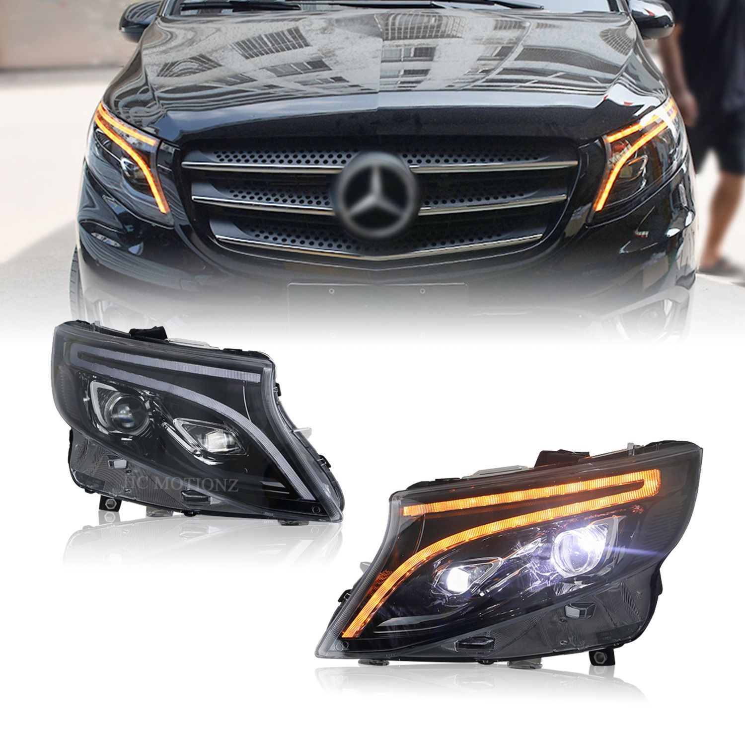 メルセデス ベンツVクラスW447 VITO 16-23モデル流光ターンシグナルヘッドライトアセンブリ 9.23