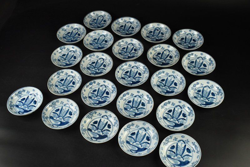 蔵A3627 染付蓮文 小皿 銘々皿 二十三客