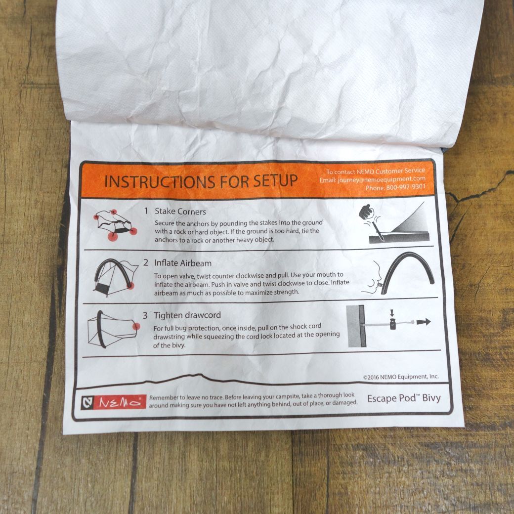 未使用 ニーモ NEMO ESCAPE POD BIVY エスケープポッドビビィ