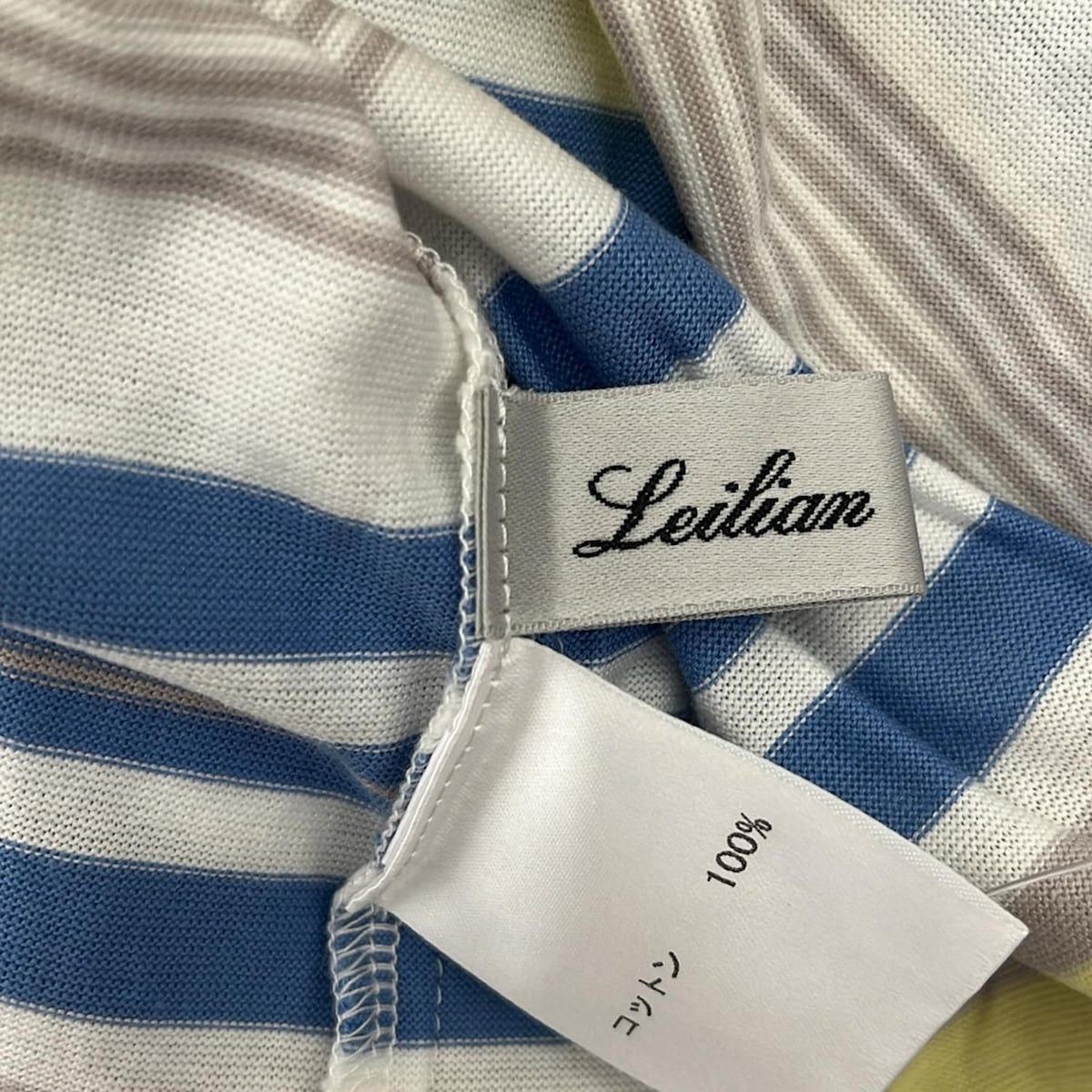 leilian - Leilian(レリアン) 半袖Tシャツ サイズ13 L レディース - ネイビー×白 クルーネック/ボーダー leilian - Leilian(レリアン) 半袖Tシャツ サイズ13 L