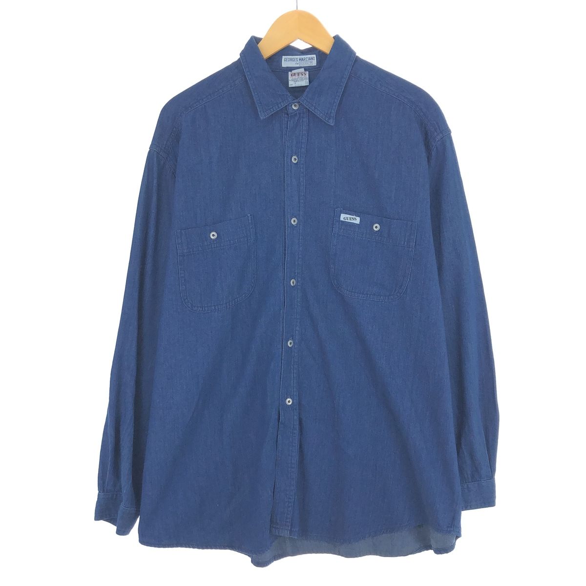 古着 90年代 ゲス Guess GEORGES MARCIANO 長袖 デニムシャツ USA製 メンズXL ヴィンテージ/eaa428943