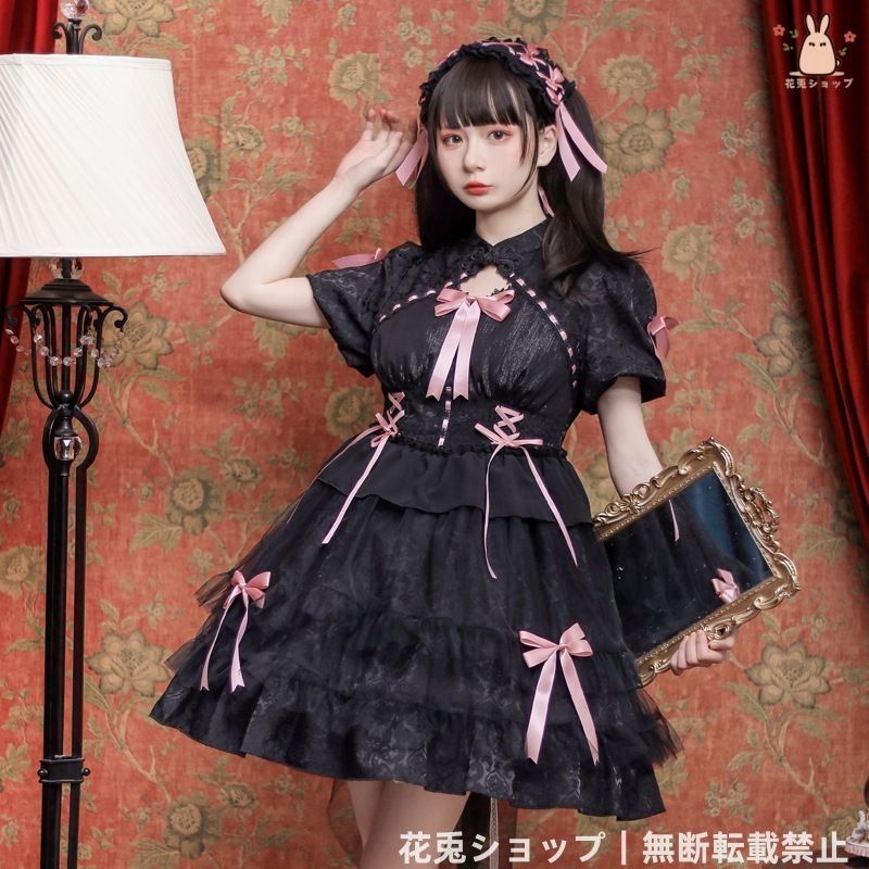 ピンクのカワイイロリータコスプレドレス