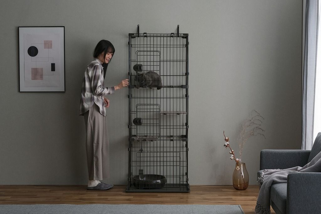 犬用品 アイリスオーヤマ 猫 ねこ キャットケージ ペット 3段 キャット ケージ ダークグレー CCC-168 IRIS OHYAMA