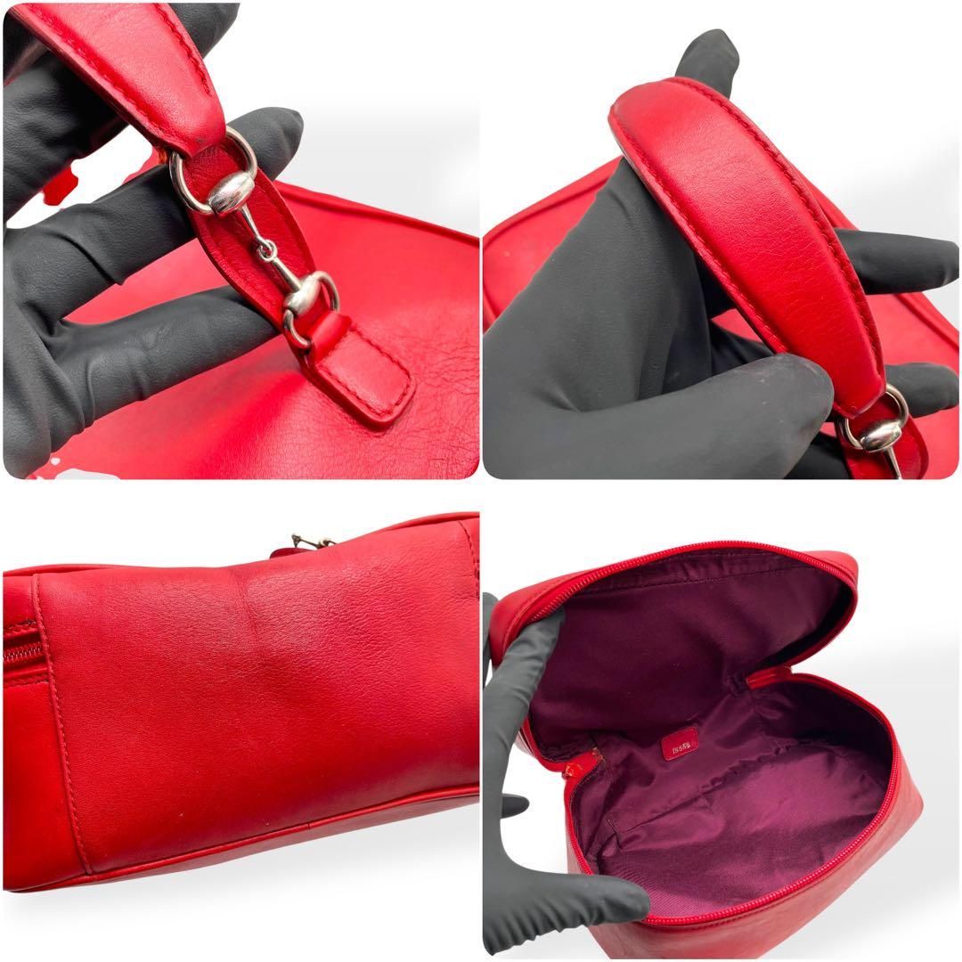 GUCCI レザー ホースビット　バニティバッグ赤　レッド レア 希少 GUCCI レザー ホースビット バニティバッグ赤 レッド レア 希少