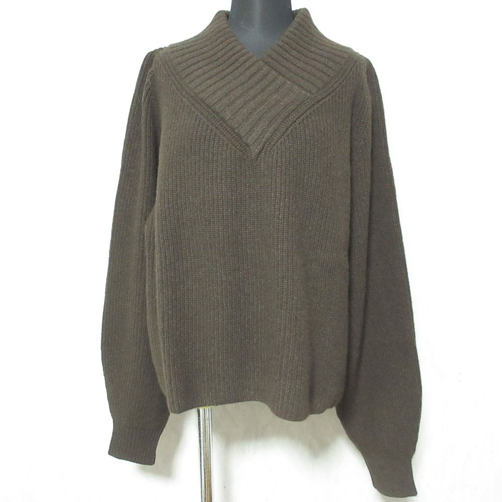 美品 23AW MUSE de Deuxieme Classe ミューズ OLBIA アゼVネック プルオーバー ニット セーター 23080500412030 ブラウン レディース 古着 中古 美品 23AW MUSE de Deuxieme Classe ミューズ OLBIA アゼVネック