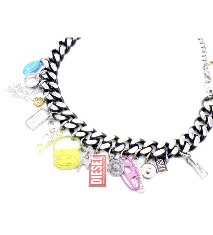 ディーゼル DIESEL 【 Stainless Steel Charm Chain Necklace