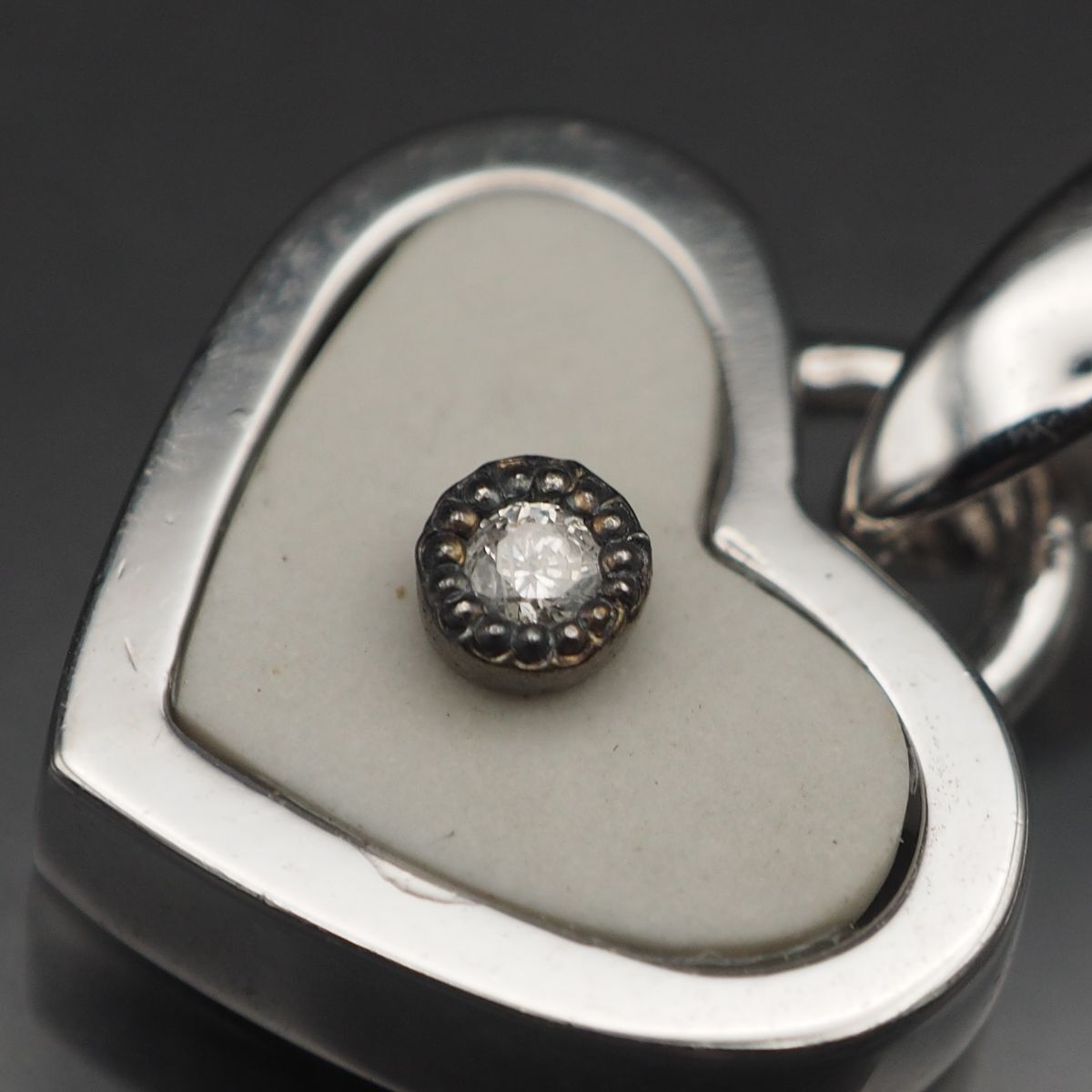 N370 ダイヤモンド 0.03ct SILVER刻印 ペンダント トップ ハート デザイン シルバー チャーム ヘッド 4月誕生石