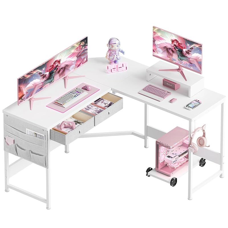 YeTom デスク 机 pcデスク パソコンデスク 勉強机 幅100cm ?〓 布製引き出し付き YeTom パソコンデスク pc 幅100*奥行48cm つくえ シンプル 収納袋付き