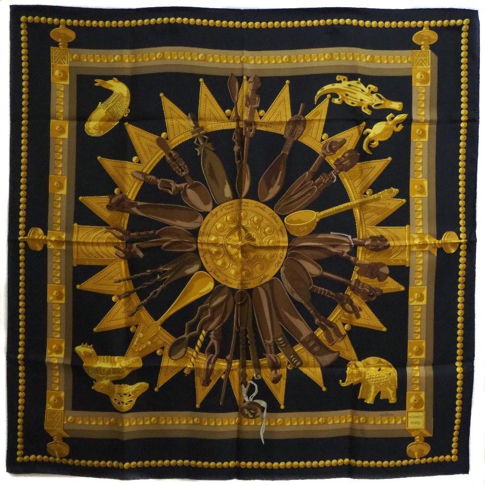 エルメス HERMES カレ90 CUILLERS D'AFRIQUE スカーフ エルメス スカーフ カレ90 CUILLERS D'AFRIQUE アフリカのスプーン