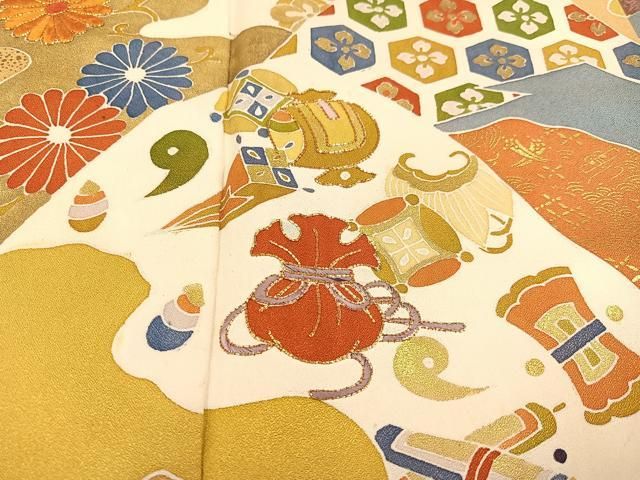 平和屋着物○訪問着 駒刺繍 吉祥花宝尽くし 金彩 正絹 逸品 AAAW0055ph