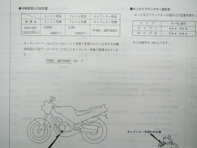 NSR125F パーツリスト 1版 ホンダ 正規 中古 バイク 整備書 JC20