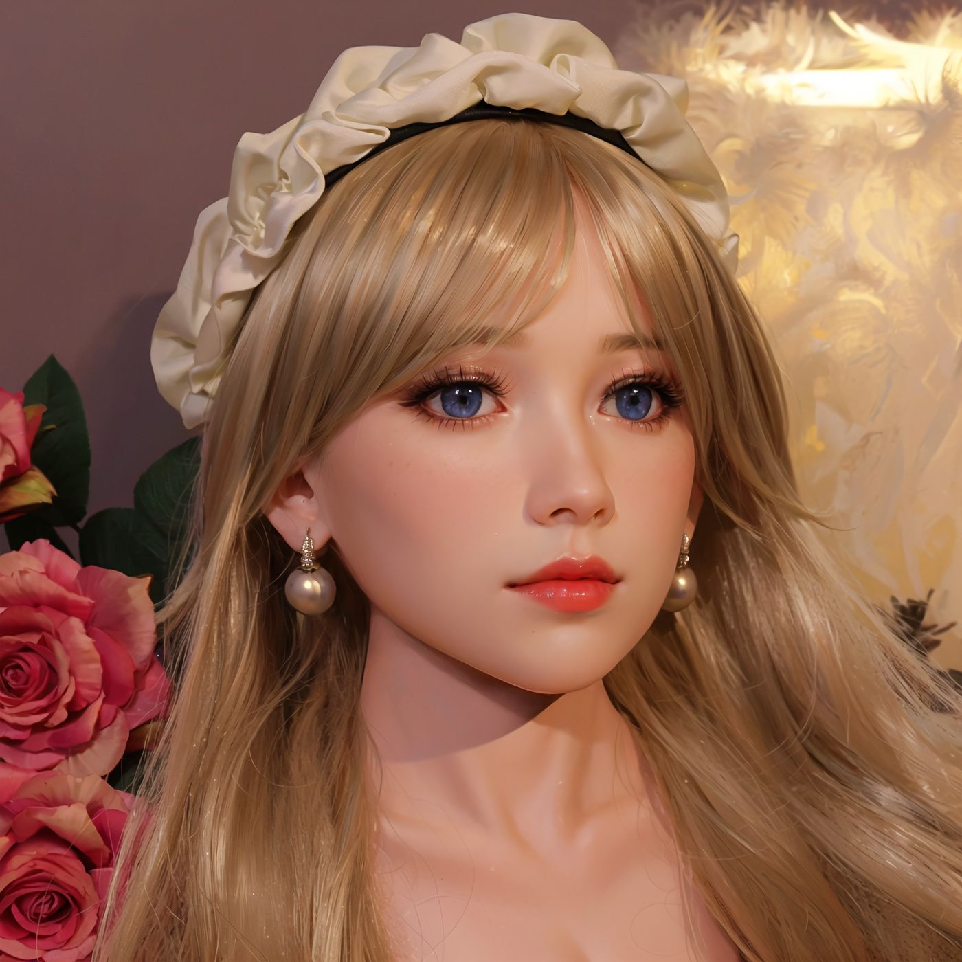 リアルな女性用マネキンヘッド、メイクアップ付き、ブロンドウィッグとコンタクトレンズ - M16スクリューアイテレーフェイス、写真撮影・ディスプレイ・個人コレクションに最適、写真小道具 | エレガントなデザイン | 頑丈な構造
