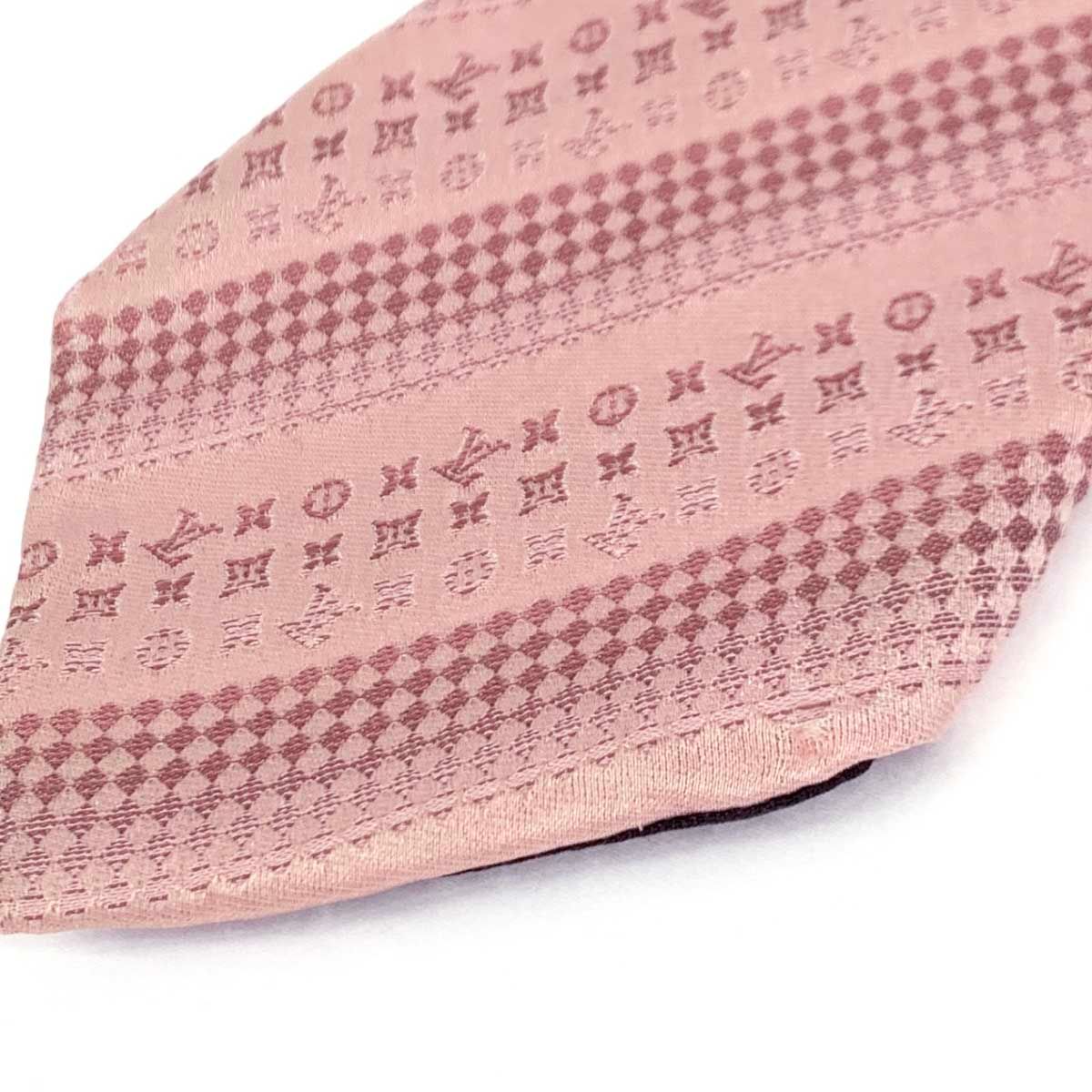 LOUIS VUITTON ルイヴィトン ネクタイ ピンク LVロゴ シルク100